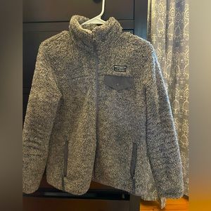 LL Bean Gray Fleece Jacket Full Zip Sherpa Deep Pile Size XS